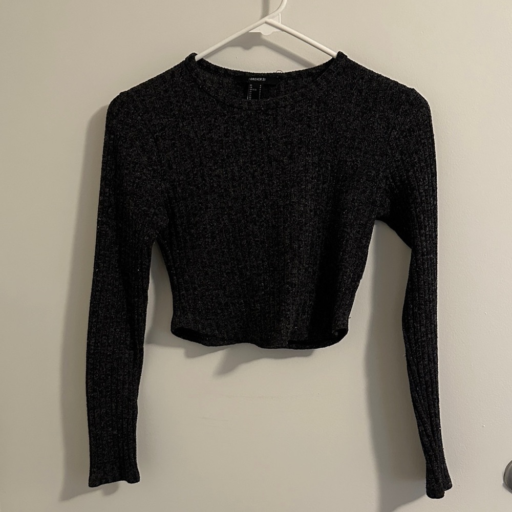 Forever 21 Black Ribbed Crop Top